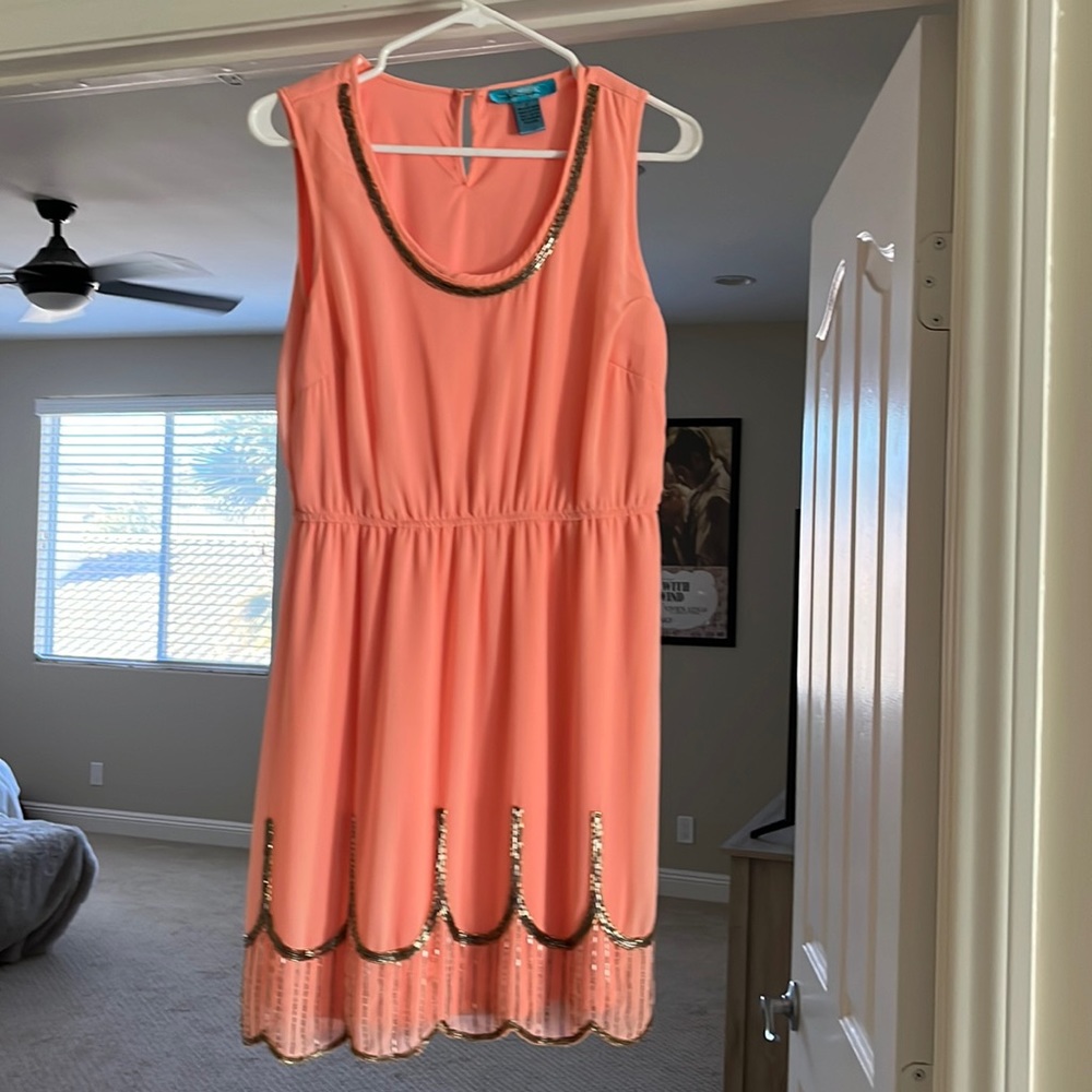 Never been worn! Gatsby style coral dress with beading